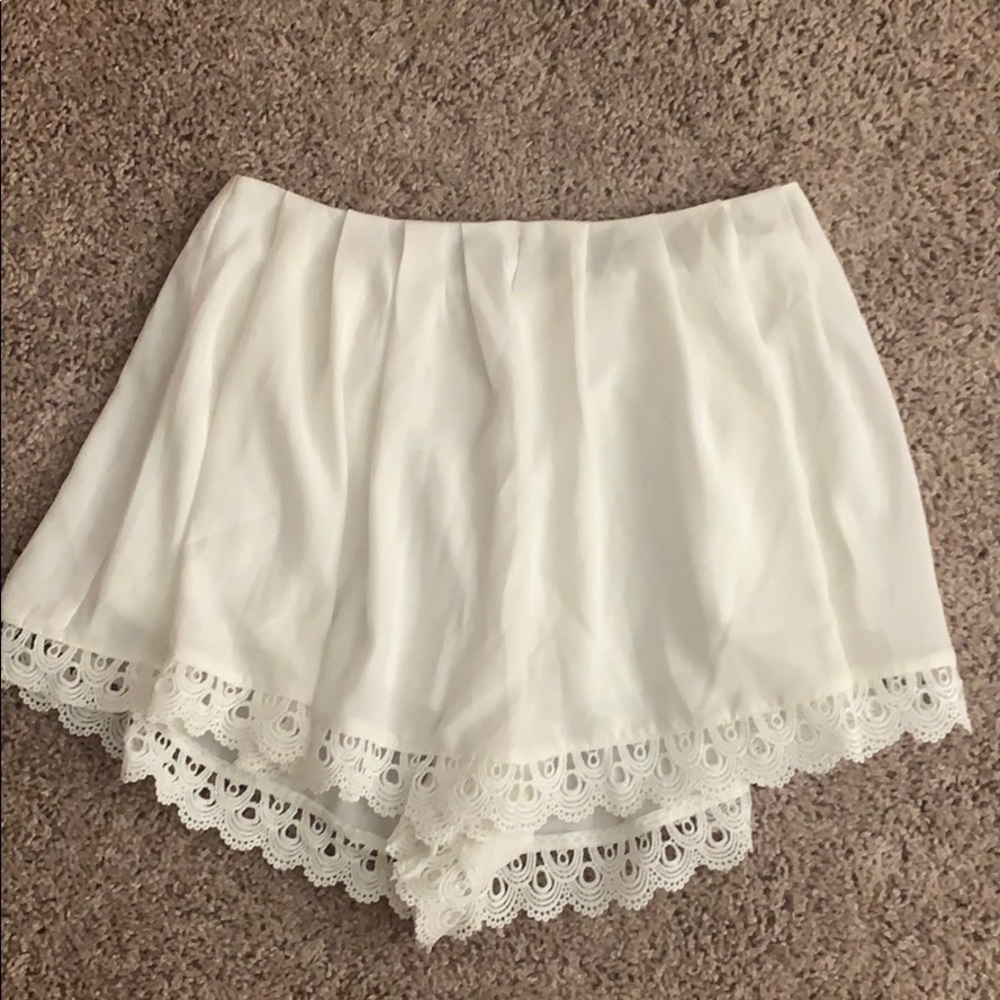 White shorts with lace trim!